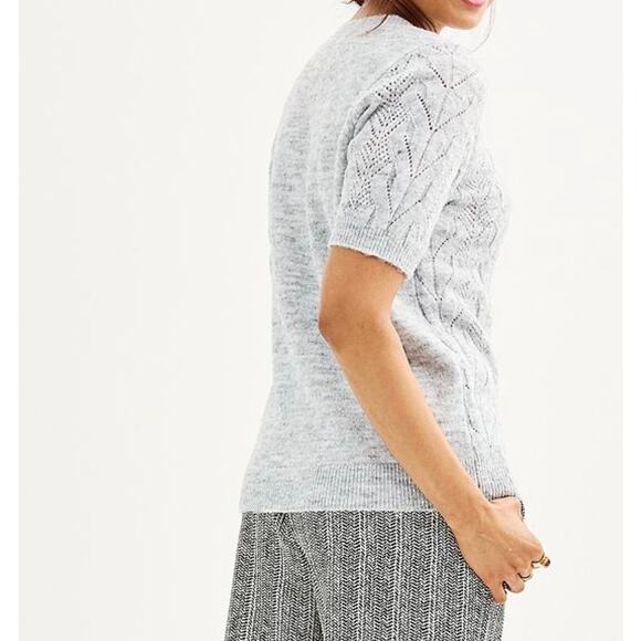 Croft & Barrow Plus Short Sleeve Pointelle Sweater Top Gray Size 4X Lightweight - Picture 15 of 16
